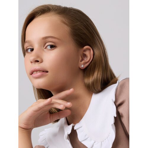 Серьги с бриллиантами из серебра 925 пробы