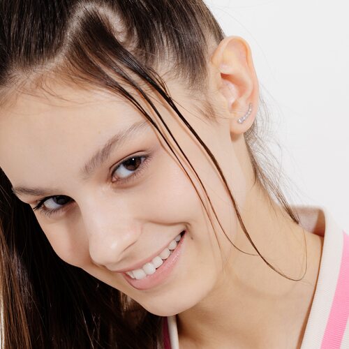 Серьги с фианитами из серебра 925 пробы