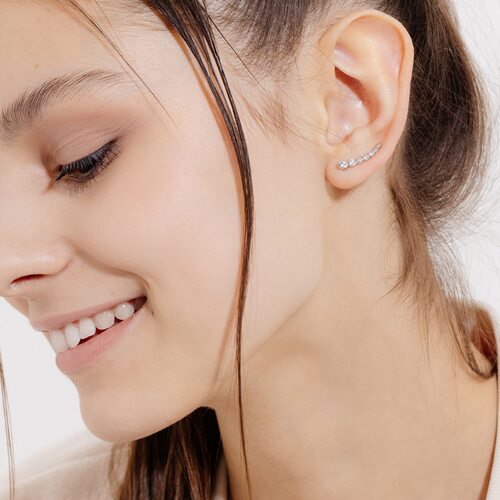 Серьги с фианитами из серебра 925 пробы