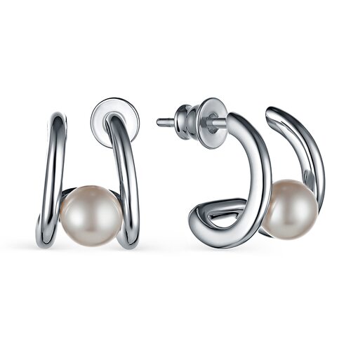 Серьги с жемчугом из серебра 925 пробы