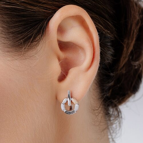 Серьги с бриллиантами и золотой вставкой из серебра 925 пробы