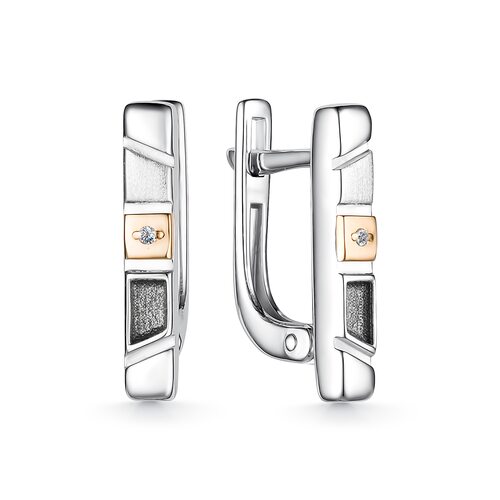 Серьги с бриллиантами и золотой вставкой из серебра 925 пробы