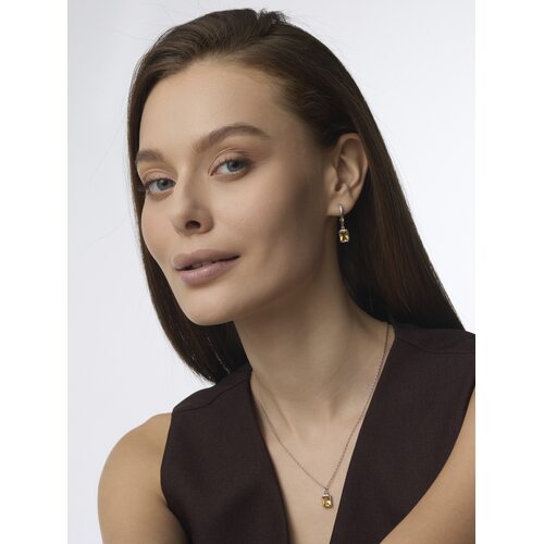 Серьги с цитрином из серебра 925 пробы