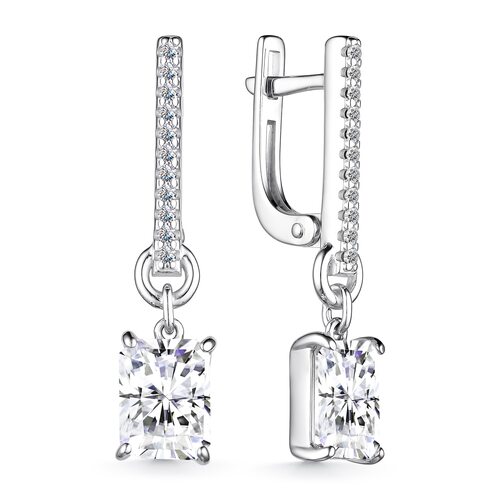 Серьги с горным хрусталем и фианитами из серебра 925 пробы