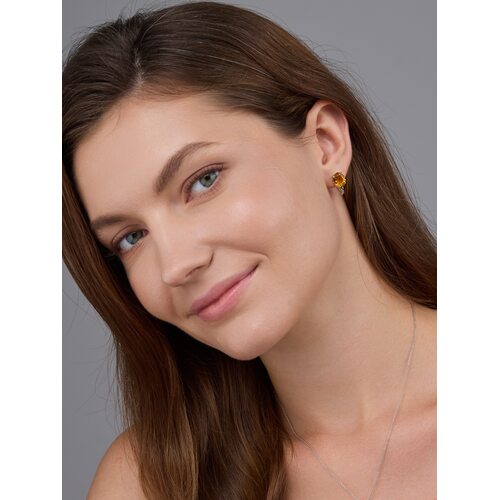 Серьги с цитрином из серебра 925 пробы