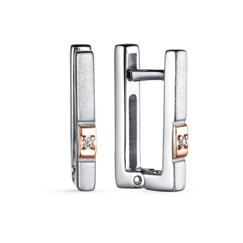 Серьги с бриллиантами и золотой вставкой из серебра 925 пробы