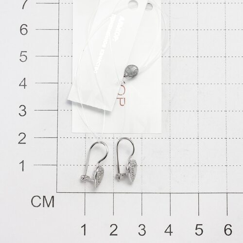 Серьги "Сердца" с фианитами из серебра 925 пробы