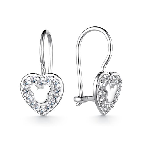 Серьги "Сердца" с фианитами из серебра 925 пробы