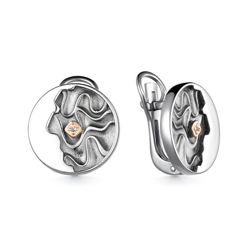 Серьги с бриллиантами и золотой вставкой из серебра 925 пробы