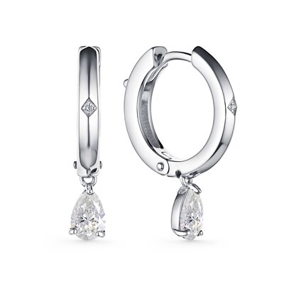 Серьги с горным хрусталем и бриллиантами из серебра 925 пробы