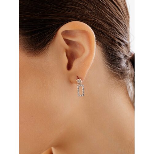 Серьги с бриллиантами и золотой вставкой из серебра 925 пробы