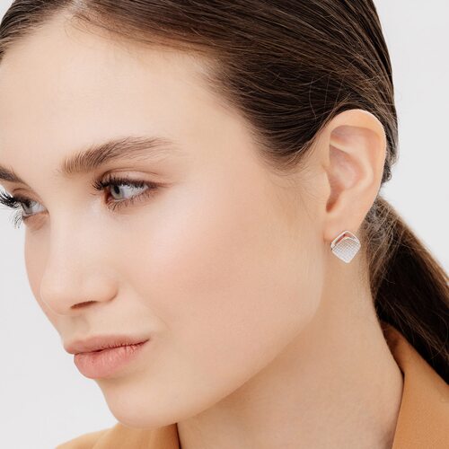 Серьги с бриллиантами из серебра 925 пробы