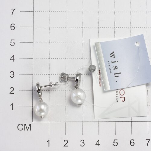 Серьги с бриллиантами и жемчугом из серебра 925 пробы