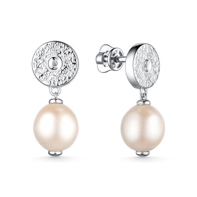 Серьги с бриллиантами и жемчугом из серебра 925 пробы