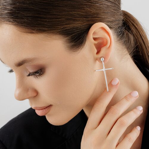 Серьги "Кресты" из серебра 925 пробы