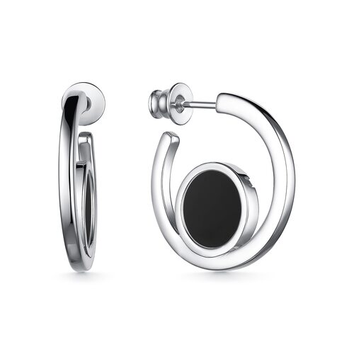 Серьги с ониксом из серебра 925 пробы