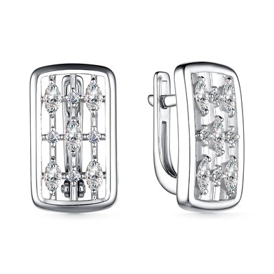 Серьги с фианитами из серебра 925 пробы
