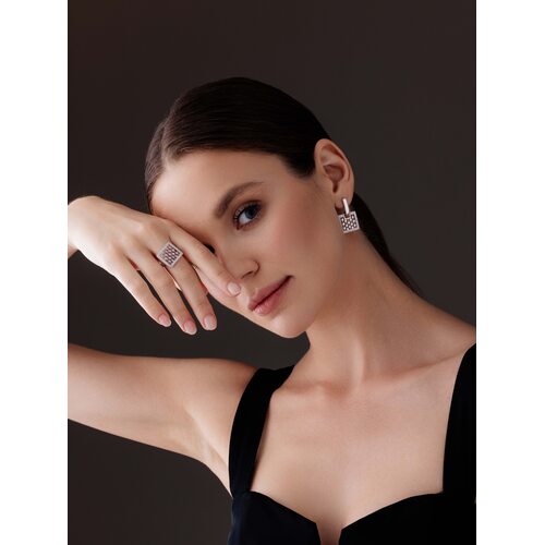 Серьги с фианитами из серебра 925 пробы