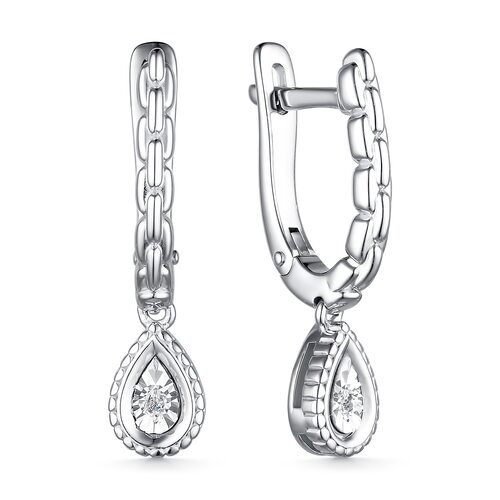 Серьги с бриллиантами из серебра 925 пробы