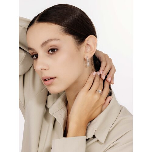 Серьги с бриллиантами из серебра 925 пробы