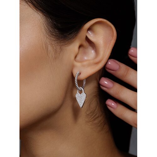 Серьги "Сердца" с фианитами из серебра 925 пробы