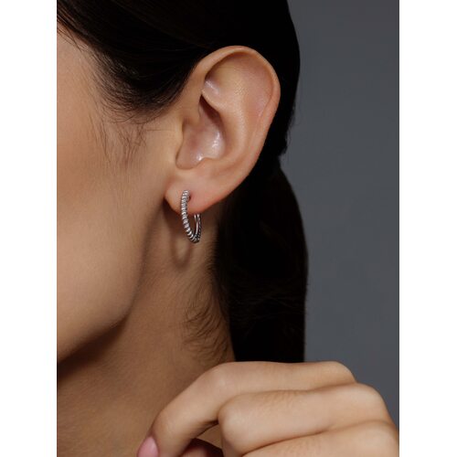 Серьги "Сердца" с фианитами из серебра 925 пробы