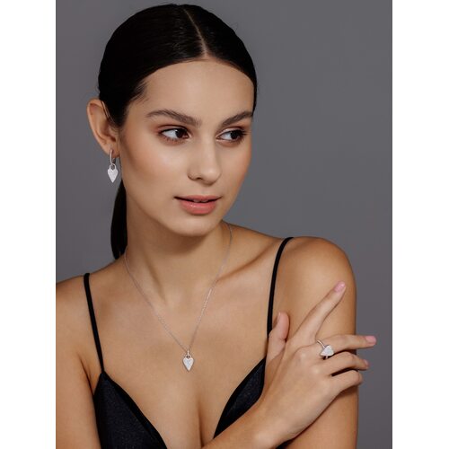 Серьги "Сердца" с фианитами из серебра 925 пробы