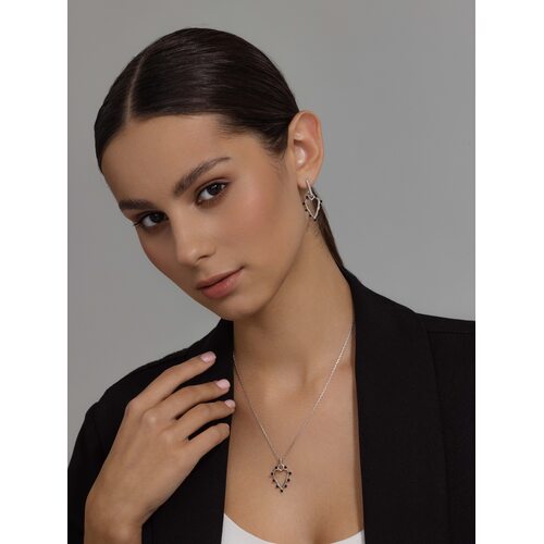 Серьги "Сердца" с фианитами из серебра 925 пробы