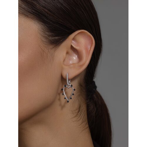 Серьги "Сердца" с фианитами из серебра 925 пробы