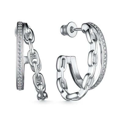 Серьги с фианитами из серебра 925 пробы