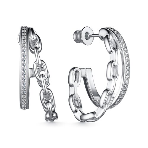 Серьги с фианитами из серебра 925 пробы