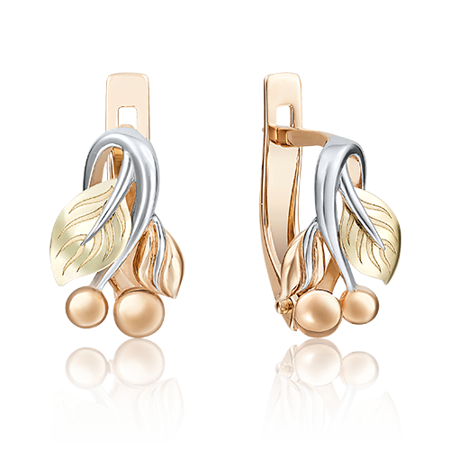 Серьги "Вишня" из золота 585 пробы
