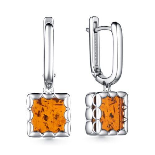 Серьги с янтарем из серебра 925 пробы