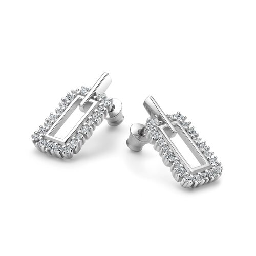 Серьги с фианитами из серебра 925 пробы
