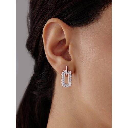 Серьги с фианитами из серебра 925 пробы