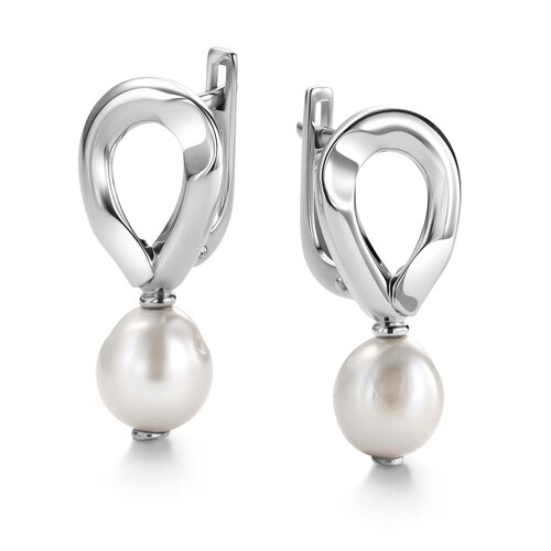 Серьги с жемчугом из серебра 925 пробы