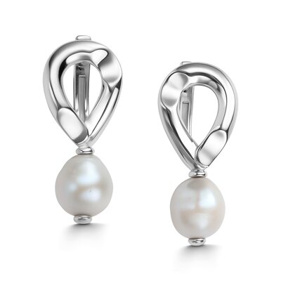 Серьги с жемчугом из серебра 925 пробы