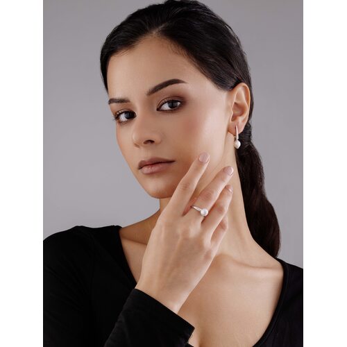 Серьги с жемчугом и бриллиантами из серебра 925 пробы