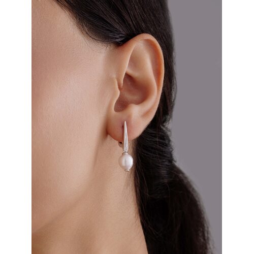 Серьги с жемчугом и бриллиантами из серебра 925 пробы