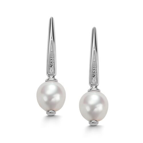 Серьги с жемчугом и бриллиантами из серебра 925 пробы