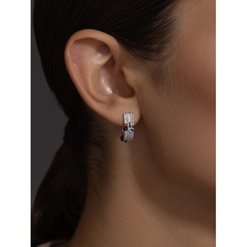 Серьги с бриллиантами и золотой вставкой из серебра 925 пробы