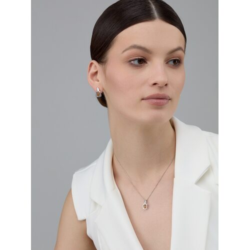 Серьги с цитрином из серебра 925 пробы