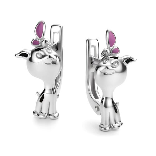 Серьги с эмалью из серебра 925 пробы