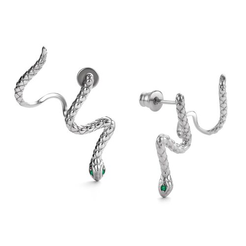 Серьги "Змеи" с фианитами из серебра 925 пробы