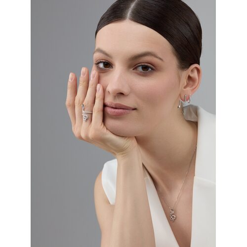 Серьги "Змеи" с фианитами из серебра 925 пробы