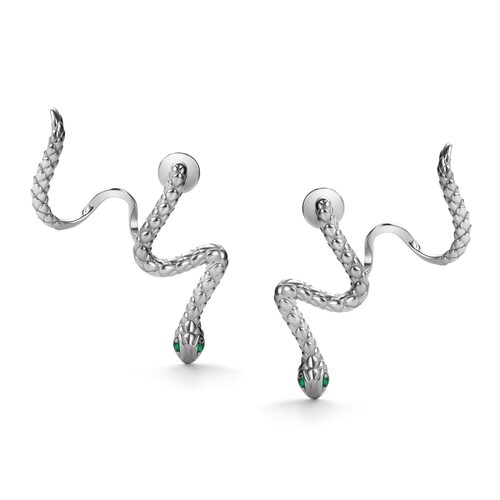 Серьги "Змеи" с фианитами из серебра 925 пробы