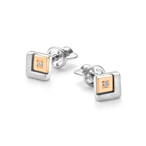 Серьги с бриллиантами и золотой вставкой из серебра 925 пробы