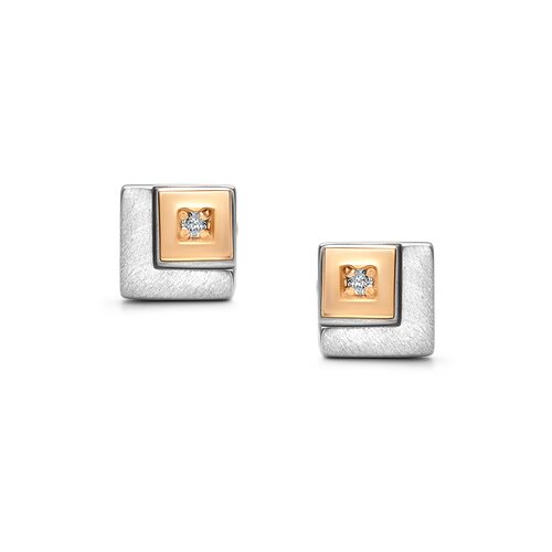 Серьги с бриллиантами и золотой вставкой из серебра 925 пробы