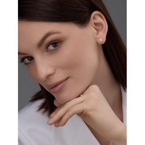 Серьги с бриллиантами и золотой вставкой из серебра 925 пробы