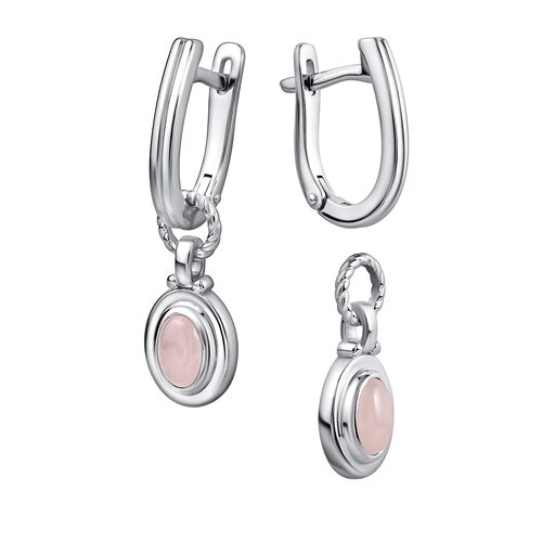Серьги с кварцем из серебра 925 пробы